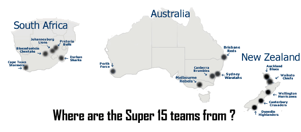 Where are the Super Rugby teams from?